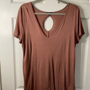 Dynamite dusty rose vneck tee with key hole